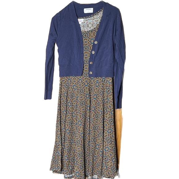 LuLaRose Dress W/ Blue Cardigan Sweater - Picture 3 of 4